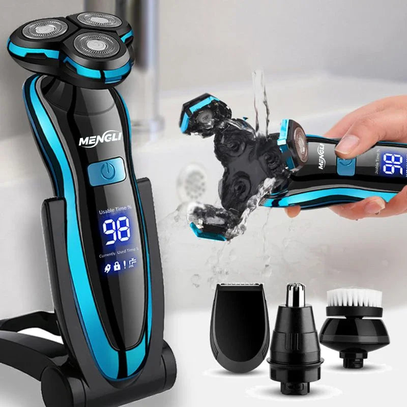 ZOZEN Electric Razor Electric Shaver Body Hair Cutting Shaving Machine for Men Clipper Rotary Beard Trimmer 100% Waterproof