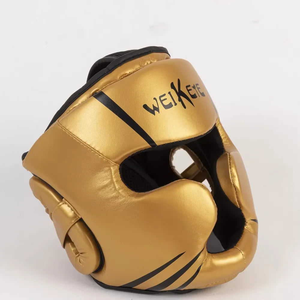 Boxing Headgear Black MMA Training Adjustable Padded Karate Muay Thai Headgear Kickboxing Sparring Martial Arts Karate Taekwondo