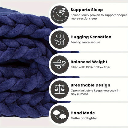 Weighted Knitted Weighted Blanket Queen Size Handmade Minky Chunky Throw Blanket Soft And Breathable Best Gift For Christmas