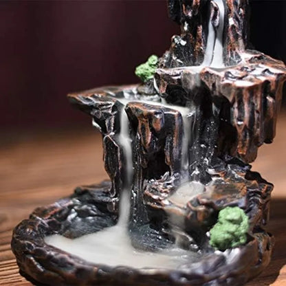Waterfall Mountain Tower Incense Burner