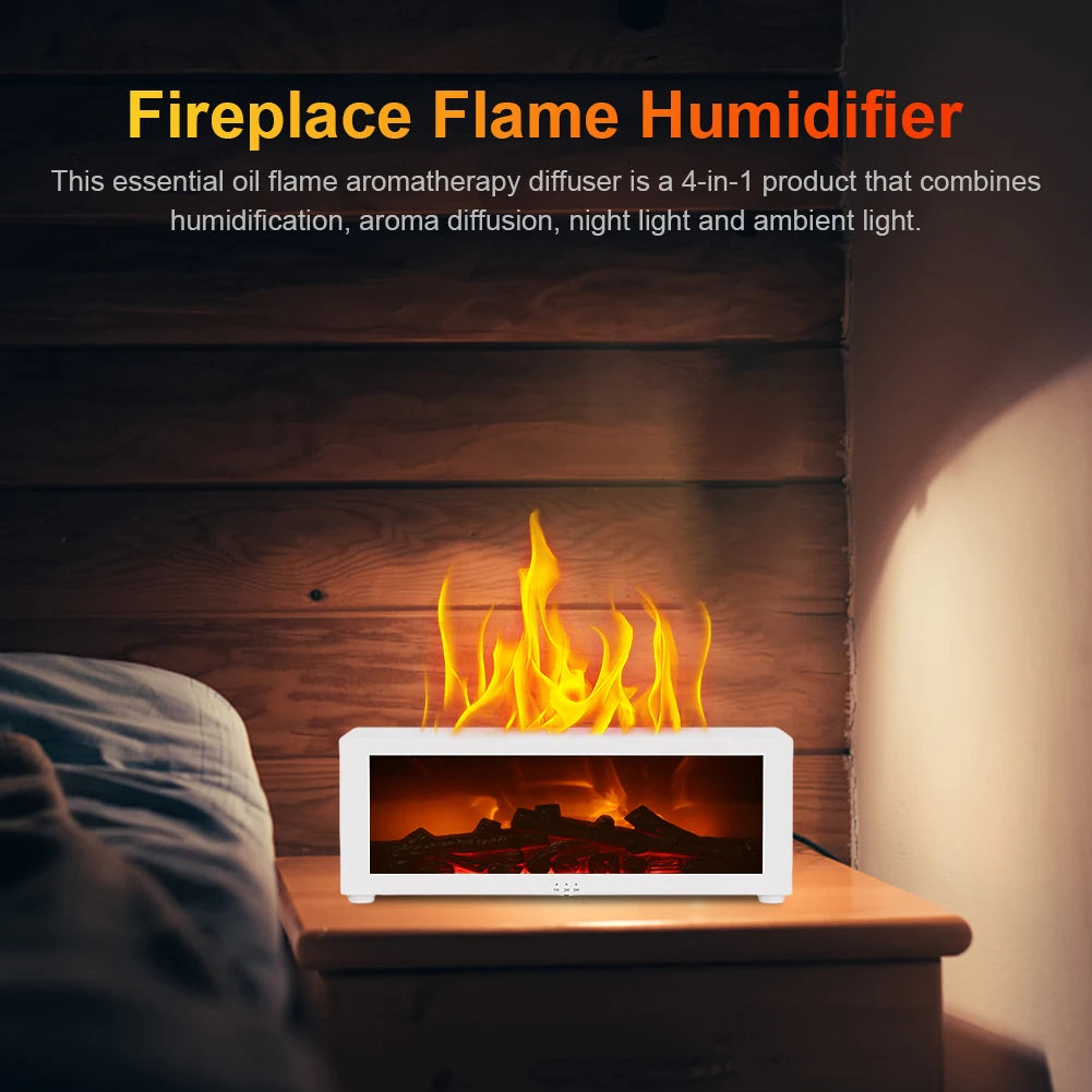 Air Humidifier Essential Oil Diffuser Flame Aroma Humidifier Home Room Fragrance Diffuser with Night Light Aromatherapy Diffuser
