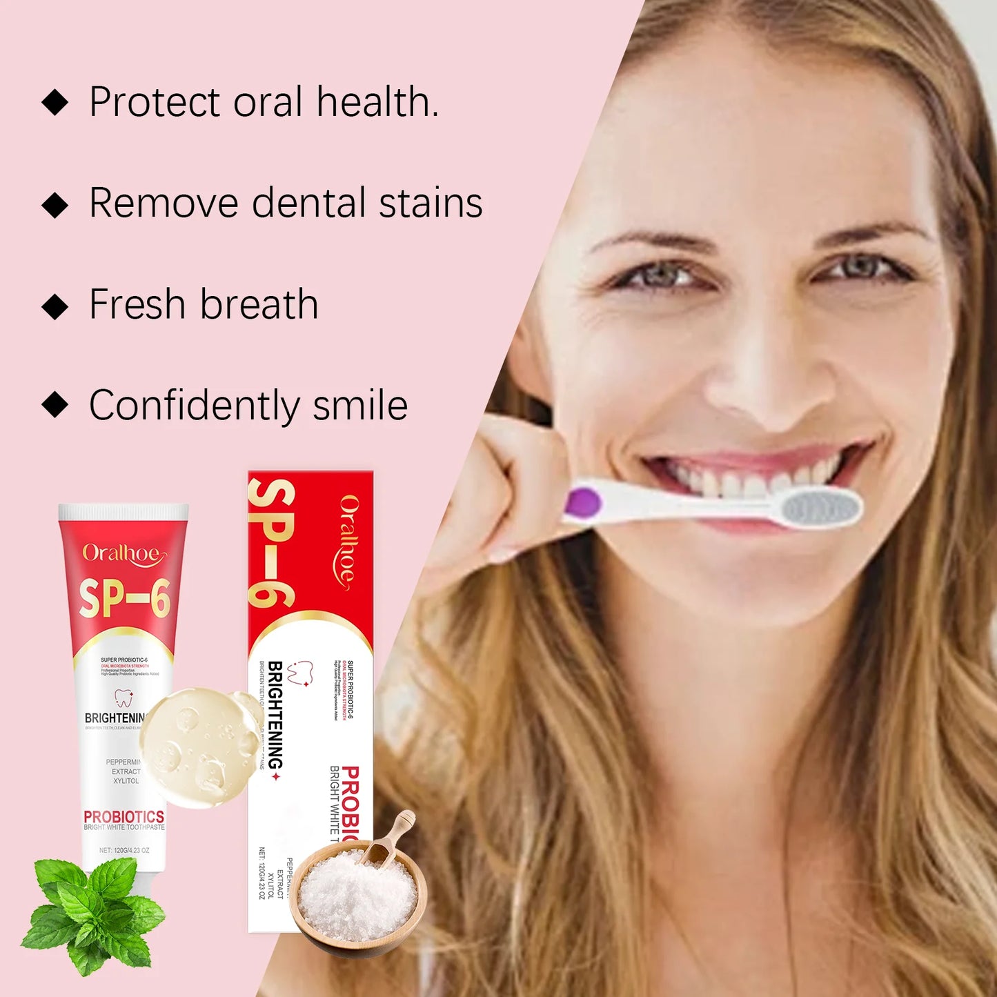 OralHoe Probiotic Whitening Toothpaste For Gentle Gum Care Teeth Stain Removal Fresh Sensitive Teeth Relief Daily Oral