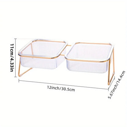 Non-Slip Raised Pet Food Bowls For Dogs And Cats-Tilted Design For Comfortable Feeding For Better Digestion Reduced Neck Strain