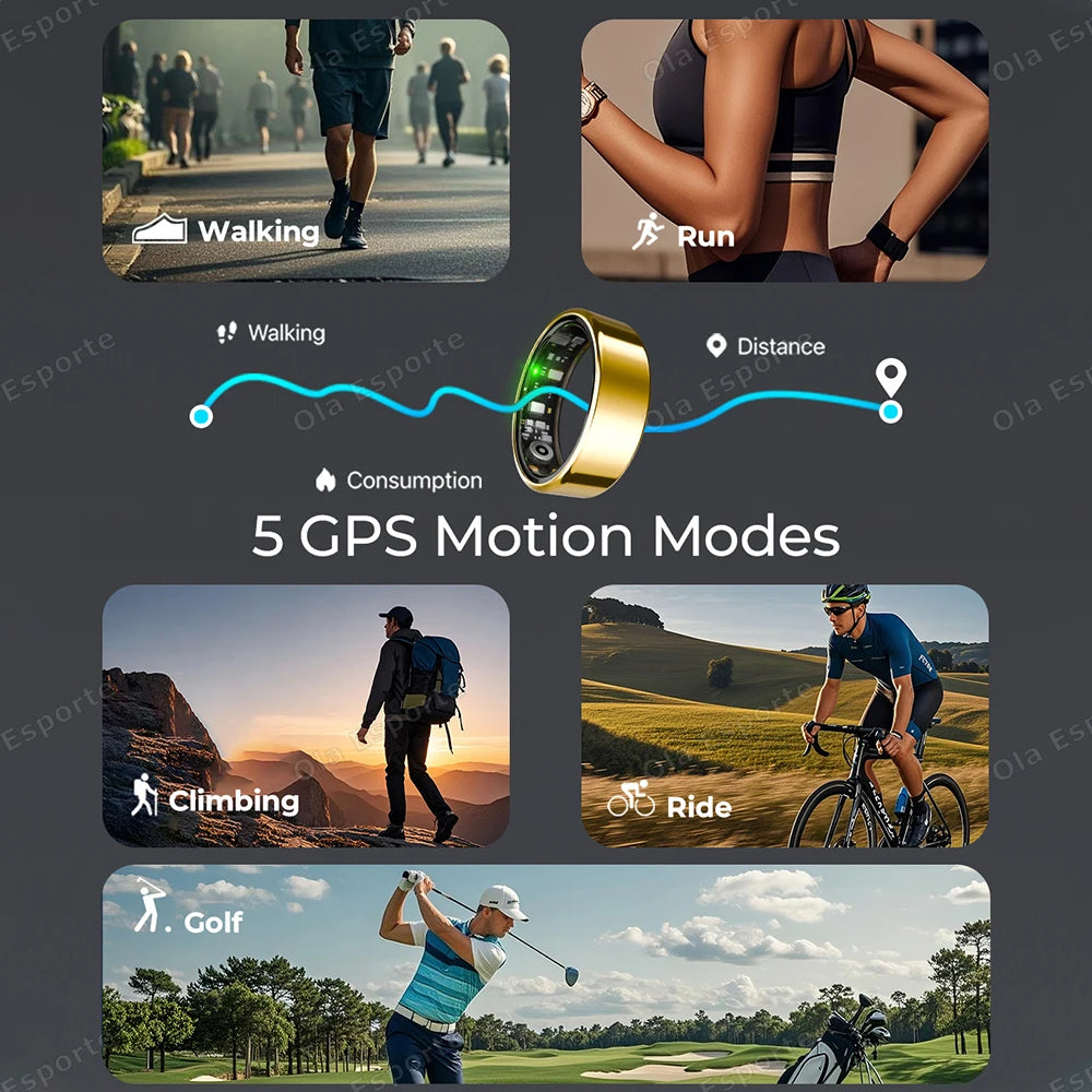 New Smart Ring 2026 Heart Rate Blood Pressure Sleep Health Monitoring Motion Tracking IP68 5ATM Waterproof Men Women Smartring