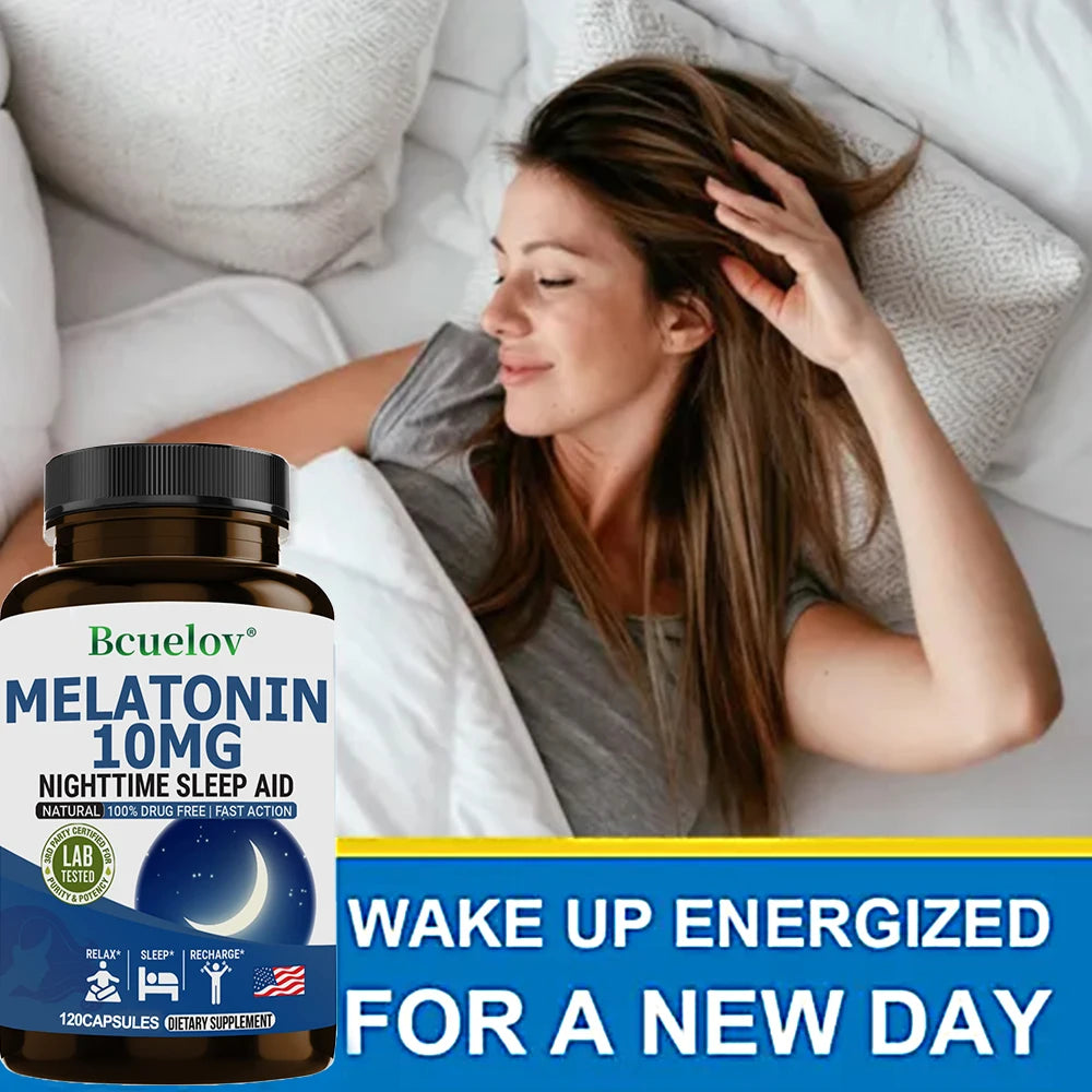 Melatonin 10mg - Anxiety Stress Relief Help Deep Sleep Save Help Insomnia Aiding Fall Asleep, Supports Natural Sleep Cycles
