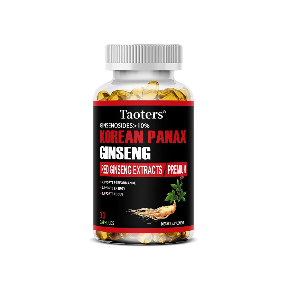 Korean Red Ginseng Supplement - Boosts Energy, Strength, Vitality, Performance and Focus, Improves Blood Circulation