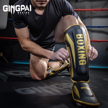 1 Pair High-Quality Boxing Shin Guards Ankle Protector MMA Muay Thai Training Leg Warmers Light Kicking Shin Pads Leg Guard