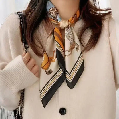 70*70cm Soft Satin Hair Scarf Women Handkerchief Printed Female Square Head Bandana Small Neck Muffler Hijab Lady Girls Scarves