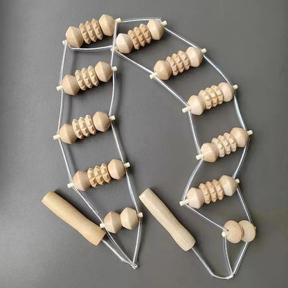 1/2pcs  Wooden Therapy Massage Tool Back Massager Roller Rope for Body Shaping Pain Relief Treatment