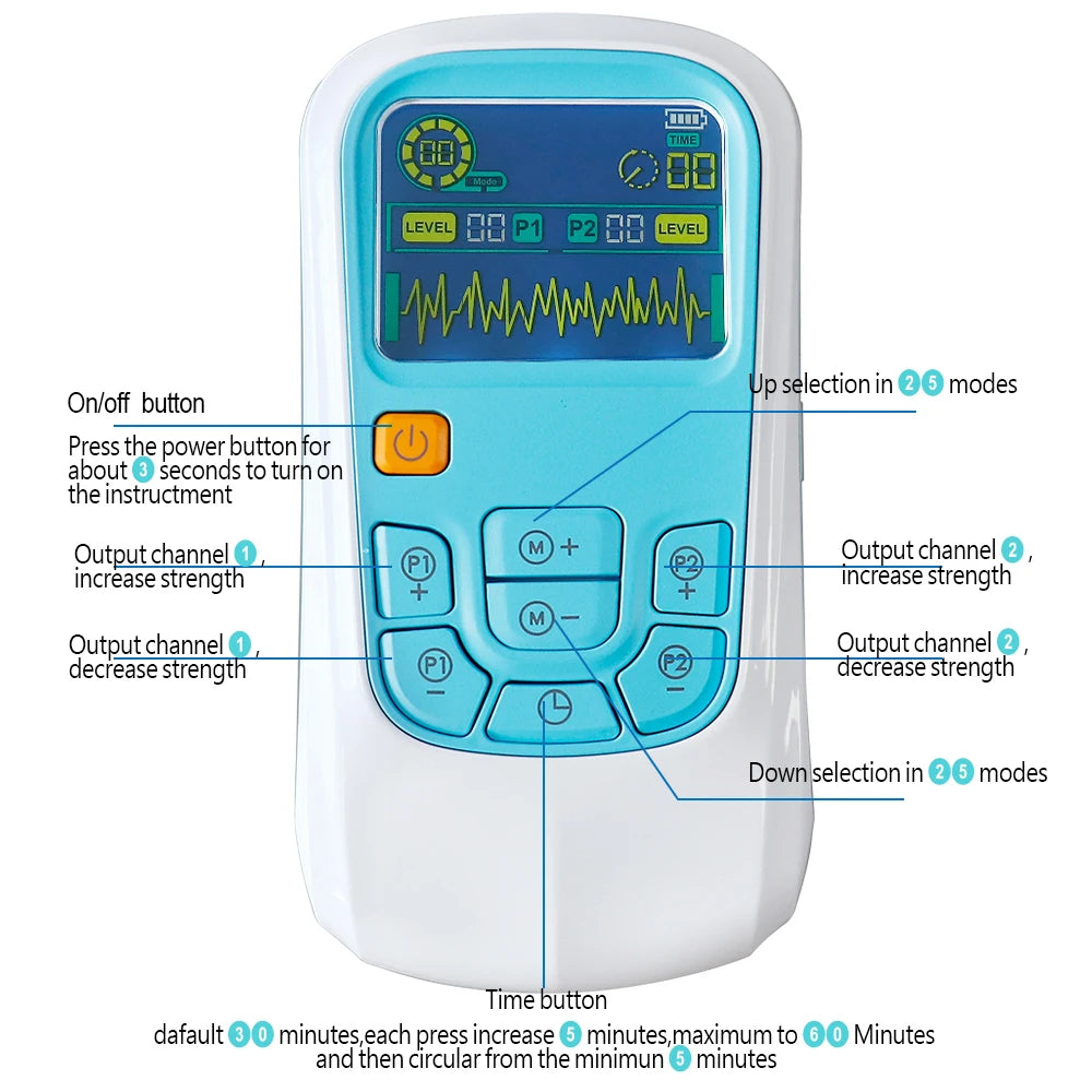 50 Levels Tens EMS Electroestimulador Muscular Massager Neck Shoulder Back Pain Relief Electric Physiotherapy Massage Machine