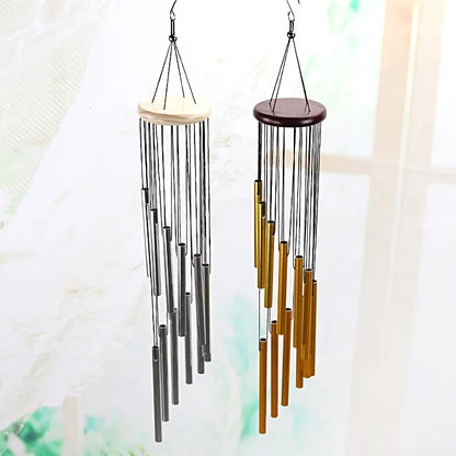 Solid Wood Wind Chimes Metal 12 Aluminum Tube Home Hanging Rotating   Wind Bells Garden, Balcony,  Craft Decoration Gift