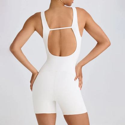 Backless Sports Jumpsuit Shorts Beautiful Back Fitness Train Perspire Fitness Yoga Clothes High Elasticity Waist Cinching Hip