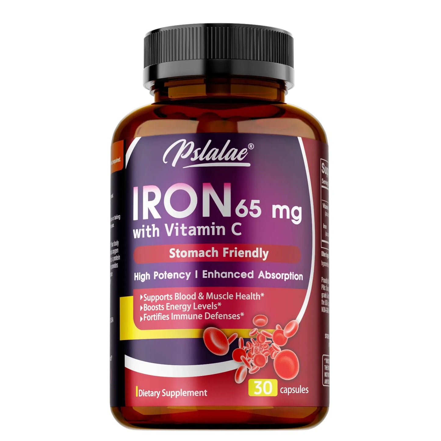Iron Supplement 65 mg with Vitamin C - Maximized Absorption, Increase Energy, and Improve Immune Function