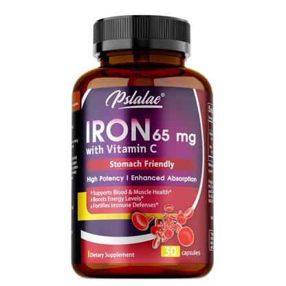Iron Supplement 65 mg with Vitamin C - Maximized Absorption, Increase Energy, and Improve Immune Function