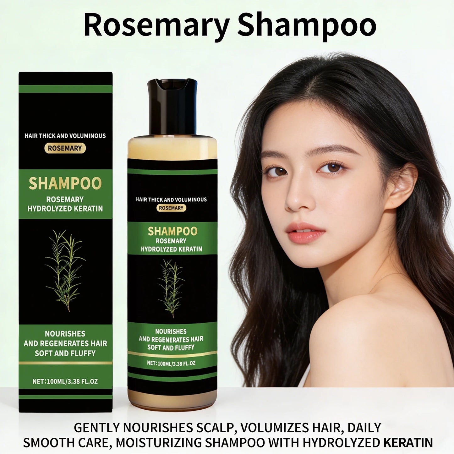 Rosemary Shampoo Hydrolyzed Keratin Shampoo Hair Thick Voluminous Oil Control Reduce Hair Breakage Damaged Repair Hair Care