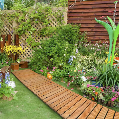 Wooden Outdoor Garden Pathway Non Slip Roll Out Boardwalk Rustic Patio Decor for Wedding Party Yard