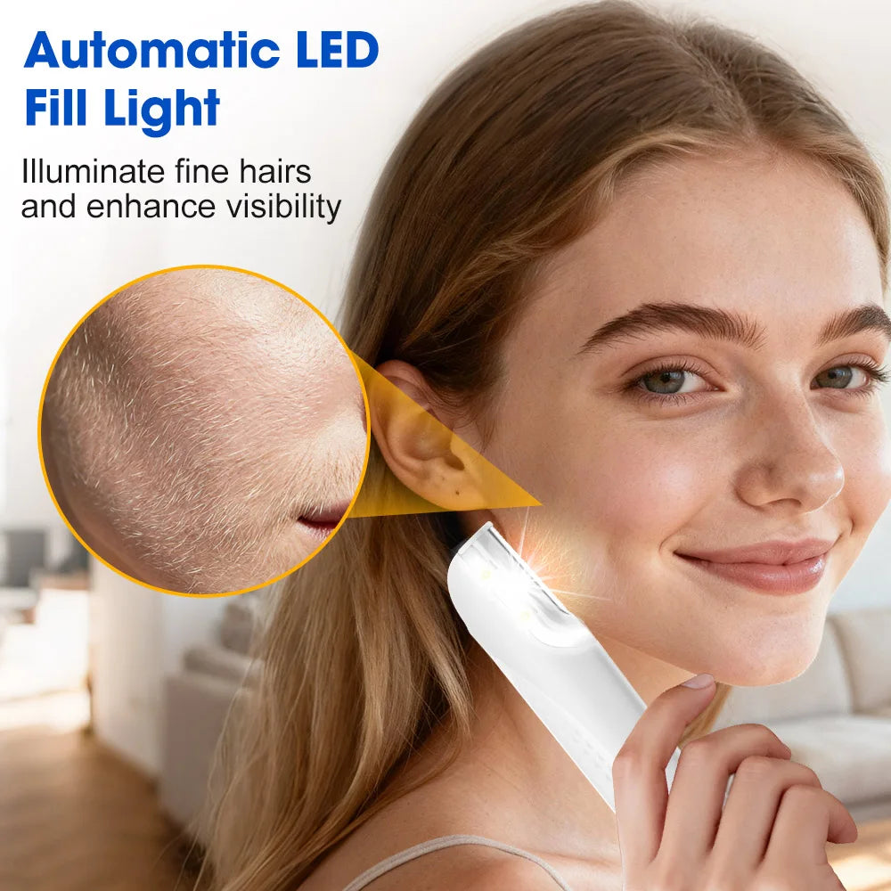 Electric Women Sonic Dermaplaning Razor Facial Exfoliation Hair Remover LED Face Fuzz Hair Scraper 6 Cutter Head Portable Shaver
