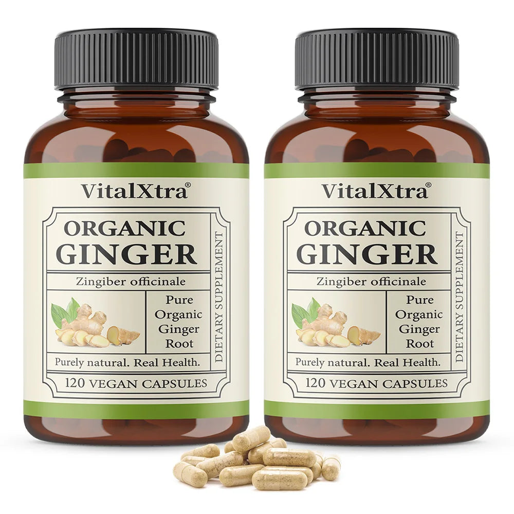 Organic Ginger Root Capsules 950 Mg-Natural Ginger Supplement That Boosts Immunity and Digestion, and Promotes Blood Circulation