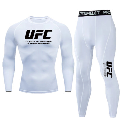 Summer Outdoor Sportswear, Sun Protection Clothing, Quick Drying Tight Fitting T-shirt Pants, Fitness Suit, UFC Printed Suit