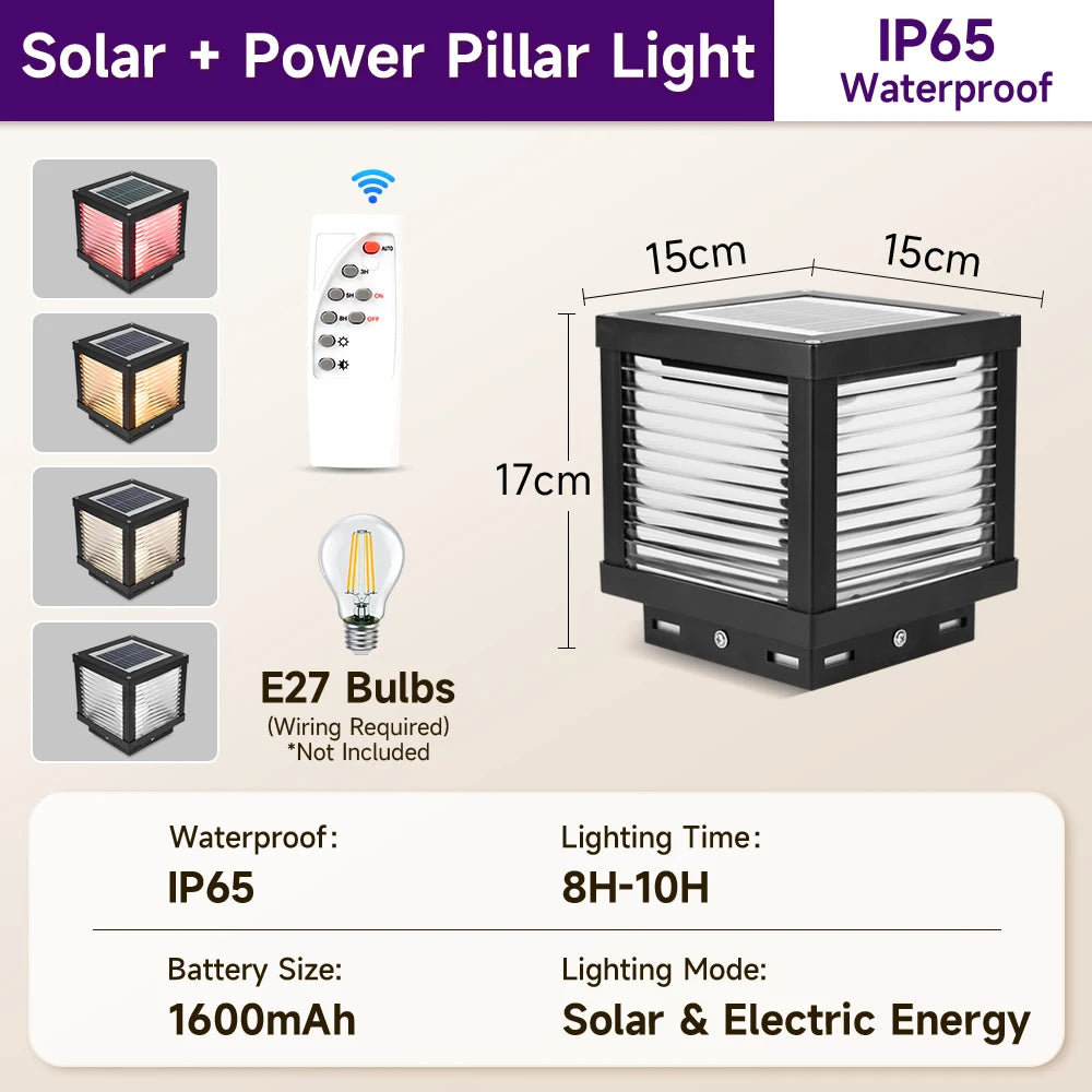 Outdoor solar lights Solar Post Light Waterproof LED Pillar Lamps Yard Decorative Lighting Column Automatic Weatherproof Design