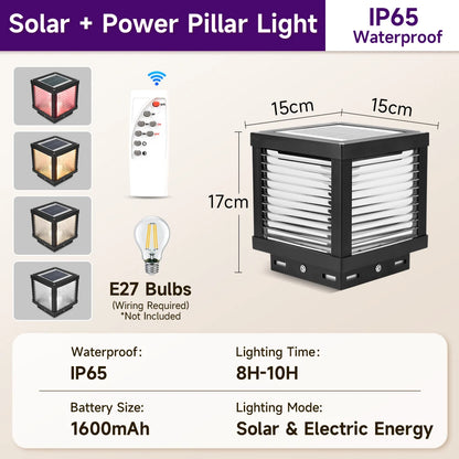Outdoor solar lights Solar Post Light Waterproof LED Pillar Lamps Yard Decorative Lighting Column Automatic Weatherproof Design