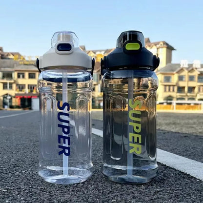 With Straw Sports Kettle with Straw 1.3L 1.5L 2L Graduated Water Cup with Straw Large Capacity Dustproof Fitness Water Bottle