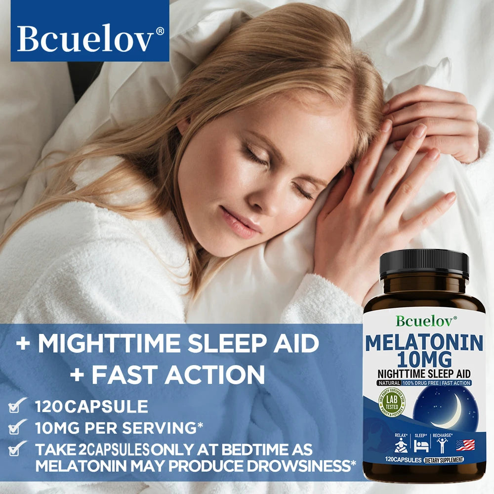Melatonin 10mg - Anxiety Stress Relief Help Deep Sleep Save Help Insomnia Aiding Fall Asleep, Supports Natural Sleep Cycles