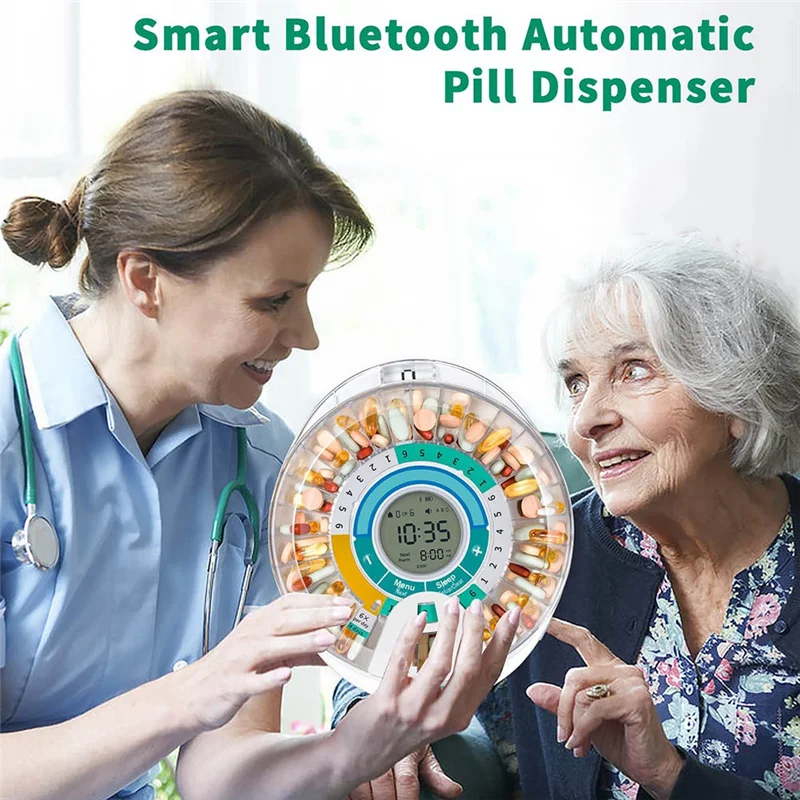 MOPHE-Alarm-Equipped Automatic Pill Dispenser For Elderly, 28-Day Electronic Locked Pill Box With Sound& Light Reminders