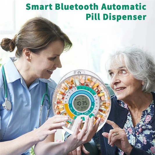 MOPHE-Alarm-Equipped Automatic Pill Dispenser For Elderly, 28-Day Electronic Locked Pill Box With Sound& Light Reminders