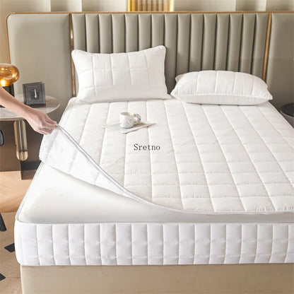 SRETNO 2026 New Upgrade 6-sided Fully Wrapped Fitted Sheet Polyester Cotton Brushed Mattress Protective Cover Zipper Disassembly