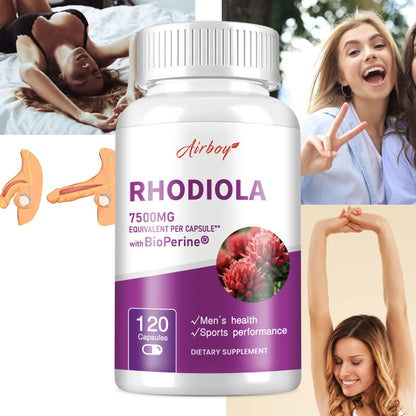 Rhodiola Supplement 7500mg - Natural Adaptogens, Relieves Stress,Improves Energy and Focus - 120 Capsules