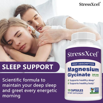 Magnesium Glycine Supplement with High Absorption Rate Supports Sleep, Muscle, Heart, Nerve Health, and Boosts Energy