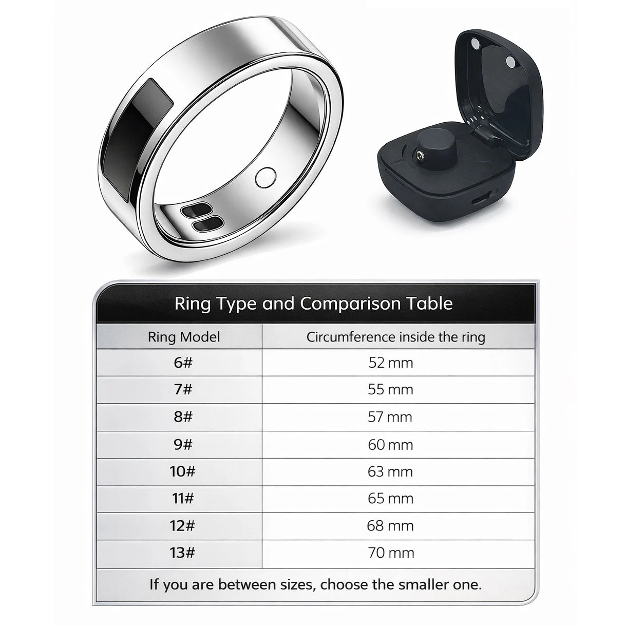 Smart Ring with Vibration Reminder, Call & Message Notification Ring, Silent Alerts, Health Tracking, Stress & Heart Rate