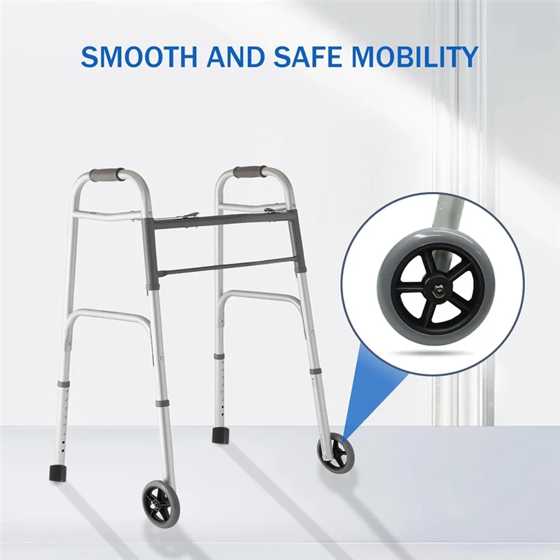A98E-For Seniors 1 Pair, 5 Inch Replacement Walker Wheel, Walker Wheels, And Walker Feet For Walkers