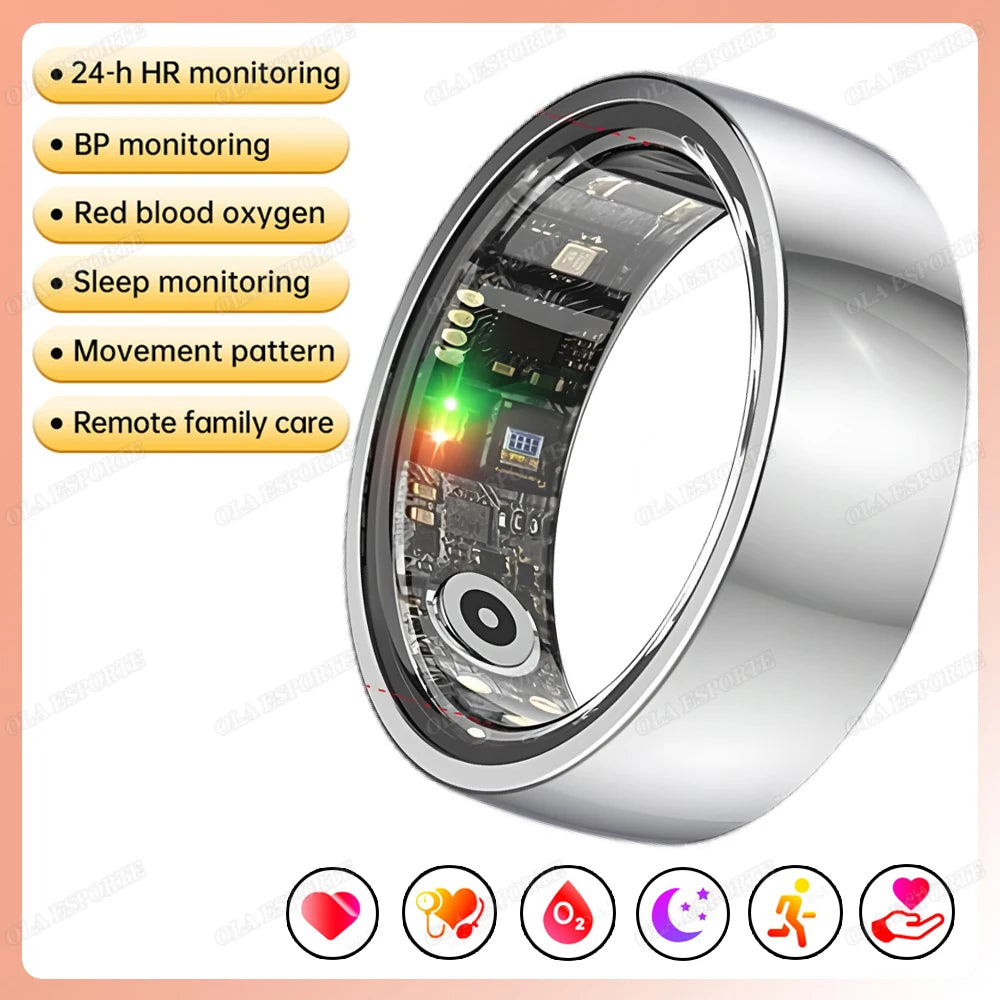 2025 New Smart Ring Heart Rate/Health Sleep Monitor Multi Sport Modes IP68 & 10ATM Waterproof Use Time 3 Days Rings Gift For Man