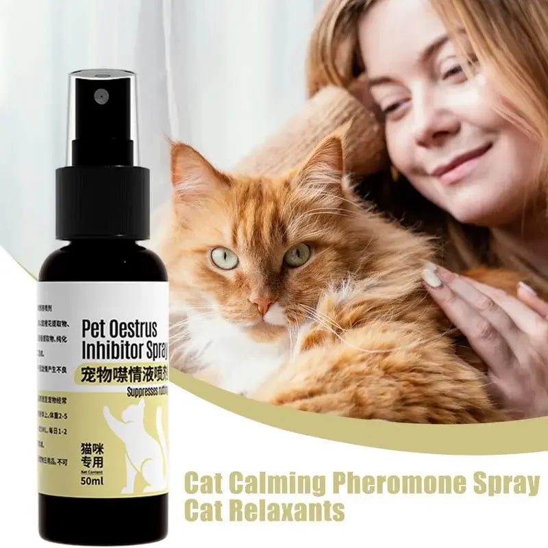 50ml Cat Calming Pheromones Quickly Relieve Stress Spray Calming Cat Mist Reduces Scratching Furniture Pee for Travel Vet