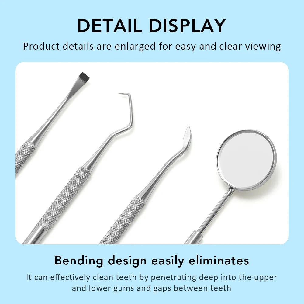 4pcs Stainless Steel Dentist Oral Tools Cleaning Flossing Tartar Removal Easy to Clean Not Easy to Break Dental Oral Mirror Care