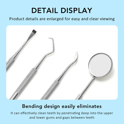 4pcs Stainless Steel Dentist Oral Tools Cleaning Flossing Tartar Removal Easy to Clean Not Easy to Break Dental Oral Mirror Care
