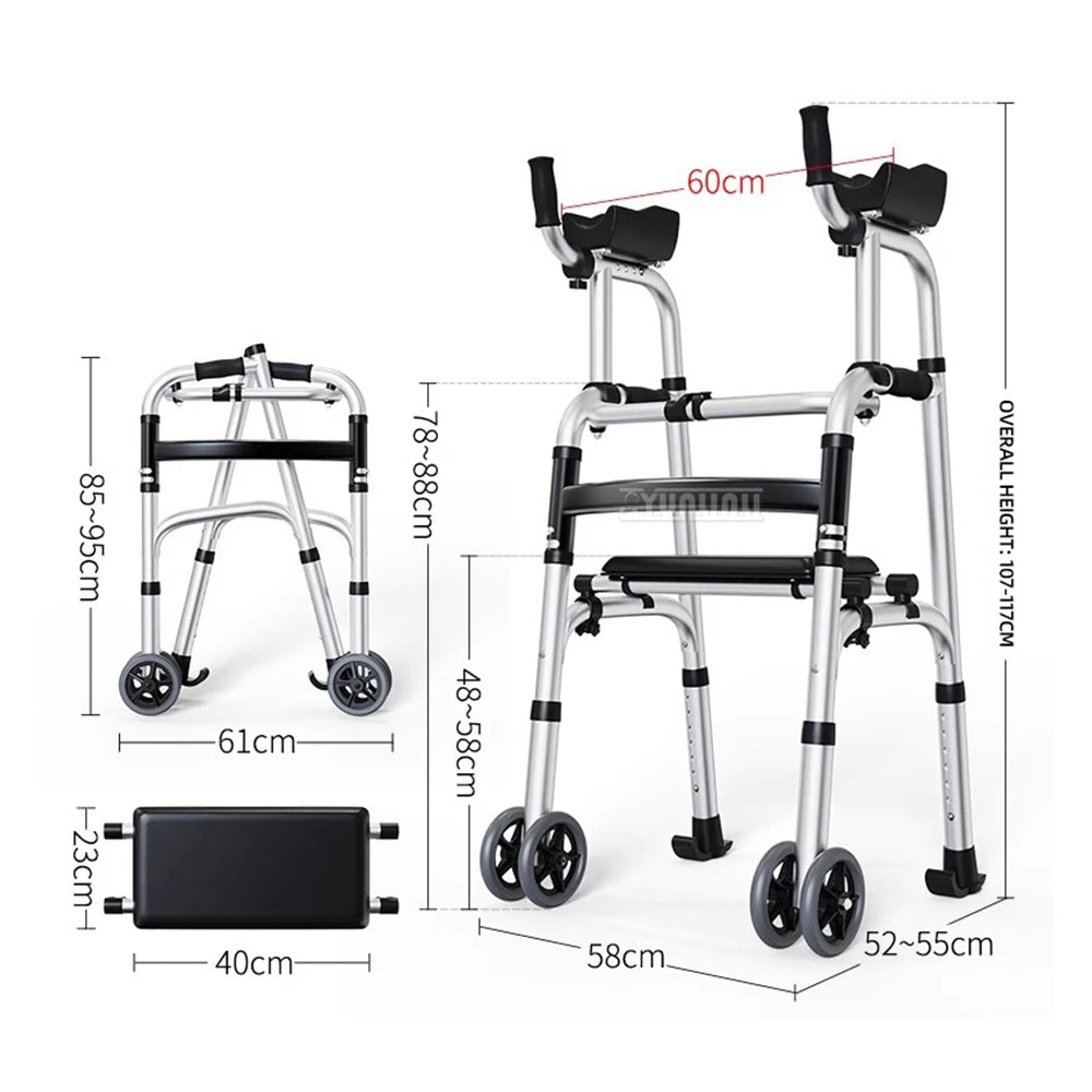 Adjustable Elderly Walking Cane Foldable Mobility Walker