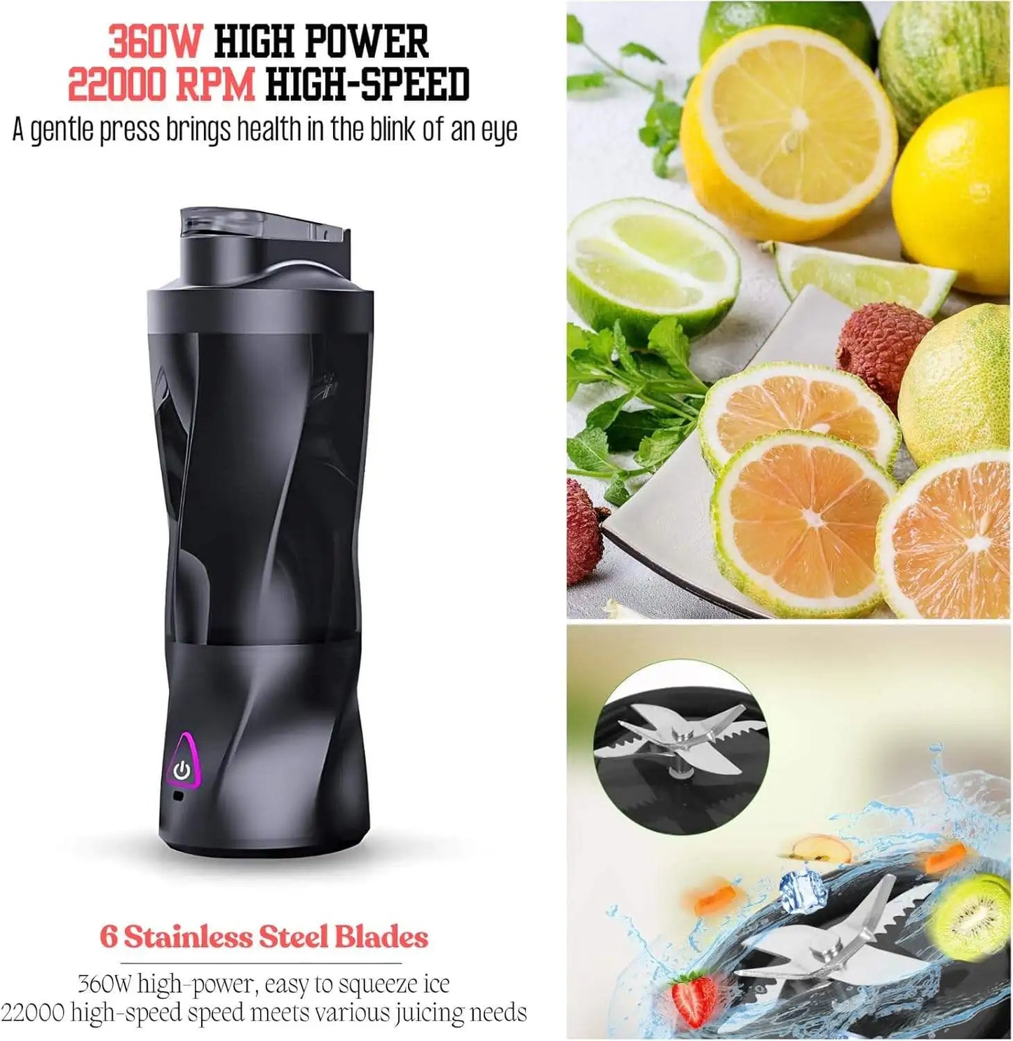 700ml Juicer Blender Cup 6000mAh Outdoor Mini Portable Fruit Blender 304 Stainless Steel Blade High Speed Smoothie Maker juicers