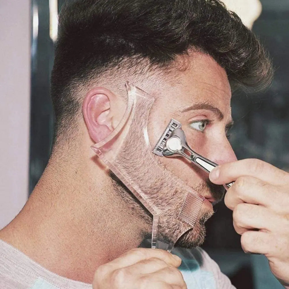 Beard Styling Comb Limpar Barba Régua Dos Homens Cuidados Pente Costeletas Barba Guarnição Contorno Ferramenta