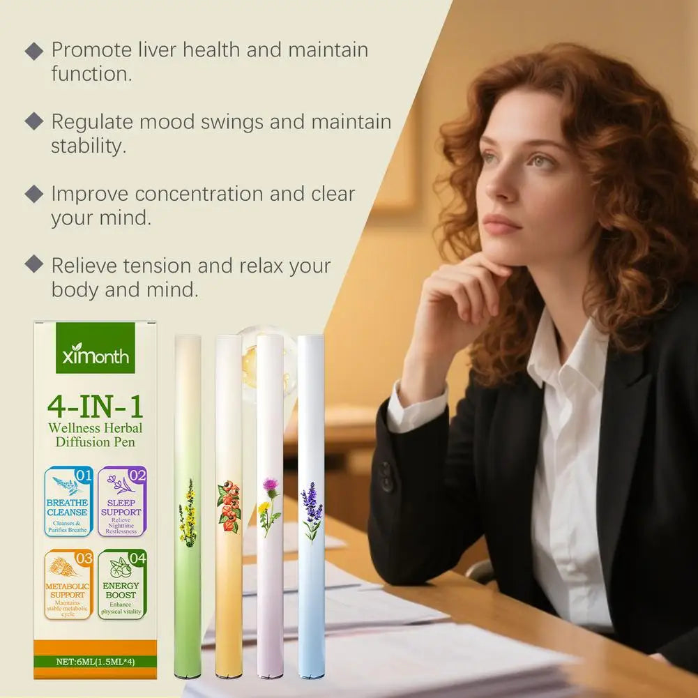 Herbal Diffuser with Mullein/Thyme/Mints Guarana/Green Tea Natural Energy Boost Clear Breathing Support for All Ages