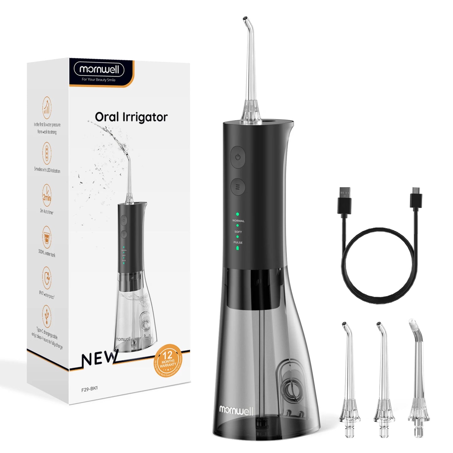 New Water Floss F29 Portable Water Flosser USB Rechargeable Oral Water Jet Pick Flosser 4 Jet Tip Teeth Cleaner