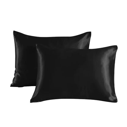 1 pair of large silk satin pillowcase simple solid color bedding household smooth multicolor satin pillowcase household
