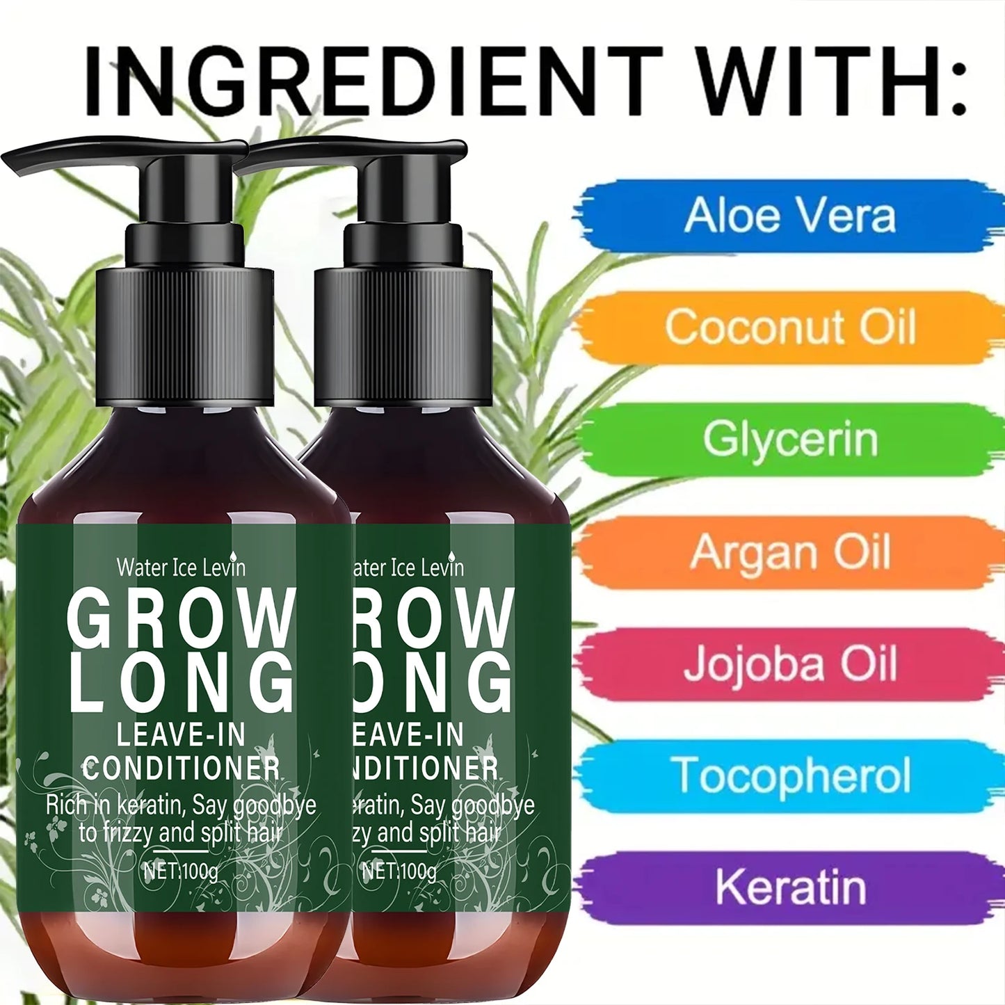 Hair Growth Leave In Conditioner 1+1 Pack 100g Biotin Collagen Hyaluronic Acid Vitamin C Dry Damaged Hair Repair Moisturizing