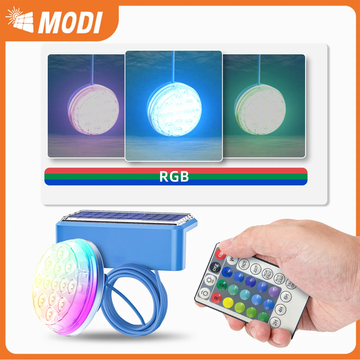 Solar pool light IP67 waterproof pool light 16 color underwater pool light, suitable for ground swimming pools and ponds