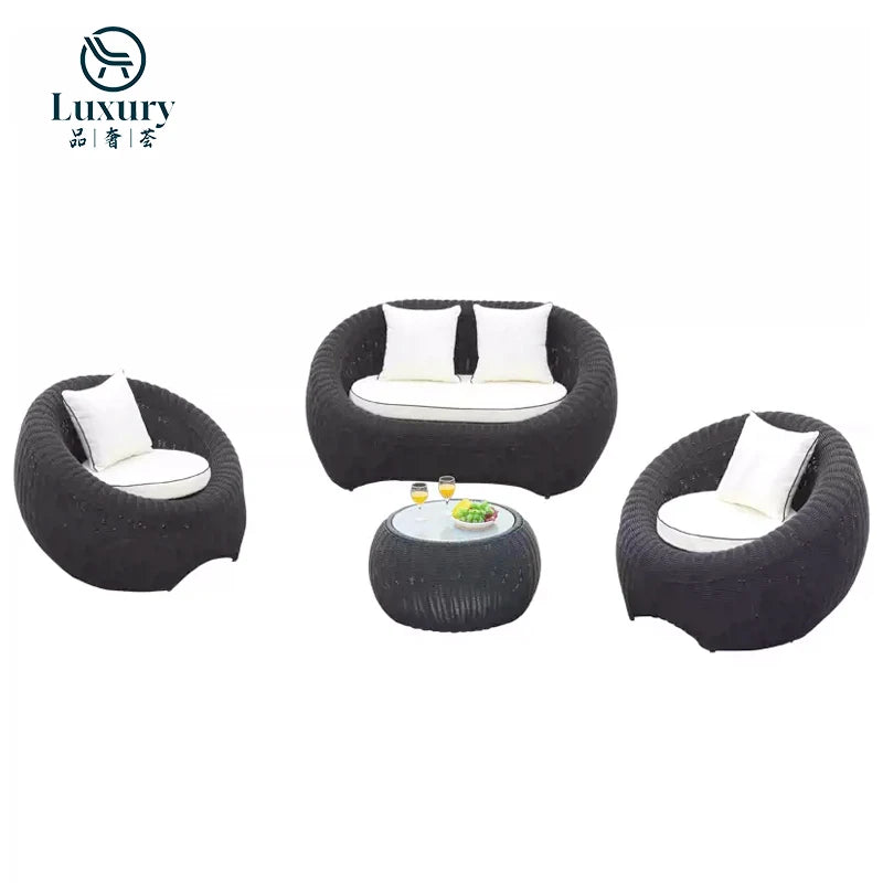 Outdoor Furniture Modern Luxury PE Rattan Wicker Patio Outdoor Garden Sofa Set