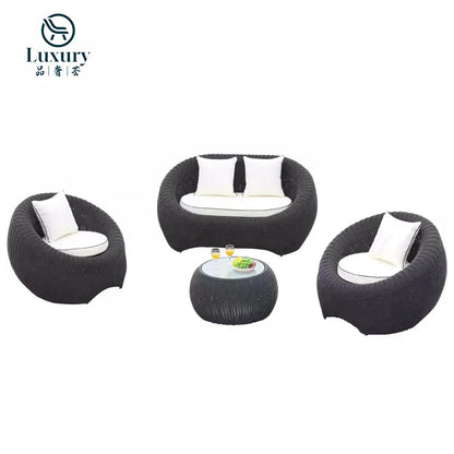 Outdoor Furniture Modern Luxury PE Rattan Wicker Patio Outdoor Garden Sofa Set