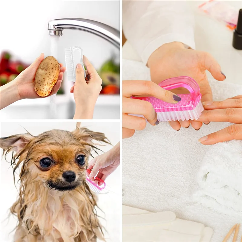 AA20-20Pcs Nail Cleaning Brushes Multicolor Hand Fingernail Brush Cleaner Scrubbing Kit Pedicure For Toes And Nails Manicure