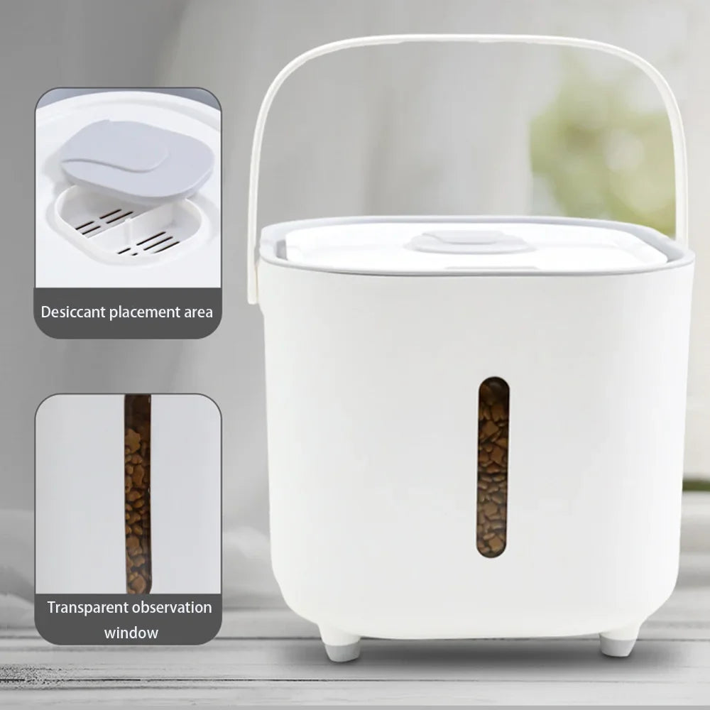 Sealed storage box for pet food, large capacity moisture-proof and fresh-keeping bucket, cat food, dog food, dry storage box